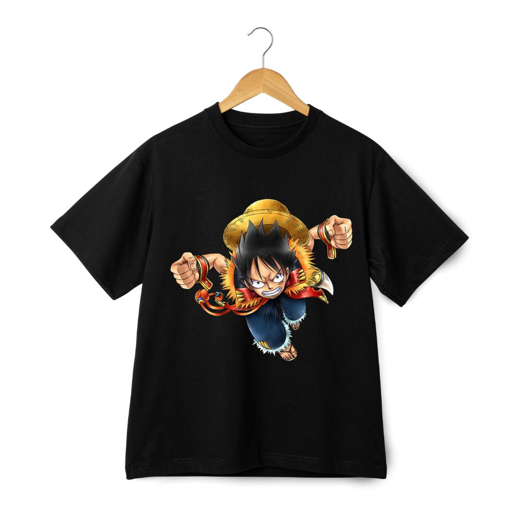 One Piece Luffy Action T-Shirt Mens Womens Tees Top - Anime Straw Hat Pirate King Graphic Unisex Tee 2XL