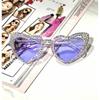 Heart-Shaped Cat Eye Sunglasses With Decorative Rhinestones Sun Glasses For Women Peach Heart Diamond Party Decor Sun Glasses