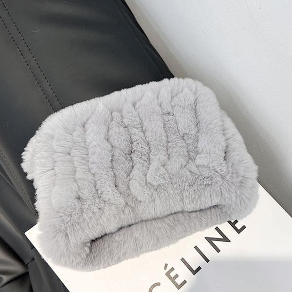 Women Handmade Stretch Real Rabbit Fur Scarf Knit Genuine Rex Rabbit Fur Headbands Girls Natural Rabbit Fur Ring Scarves