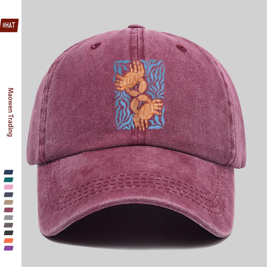 Casquette de baseball imprimée motif crabe et algues amusant pour PC Chapeau décoratif mode confortable Tendance Accessoire léger Ajusta