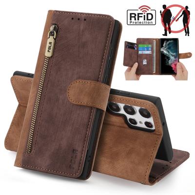 RFID Zipper Leather Wallet Flip Case For Samsung S25 Ultra S24 Plus S23 S21 FE A55 A16 A26 A36 A56 A35 A15 A54 A24 A14 Bag Cover