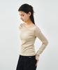 MONGDOL [Set] Boat Neck Layered Ribbed T-Shirt Beige Mdts087Beige