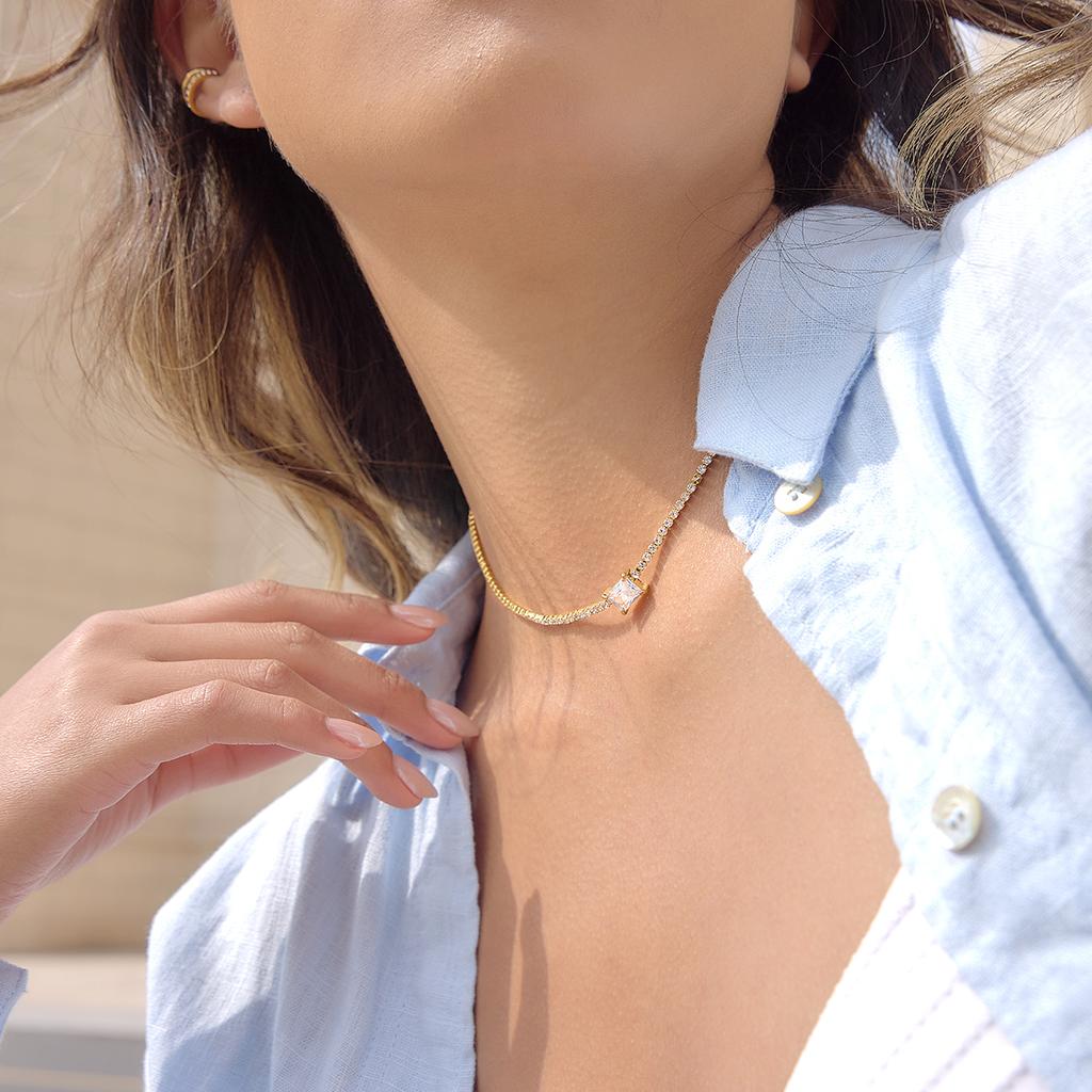 Yori Stainless Steel Golden PVD Zirconia Pendant Necklace Delicate Stainless Steel Daily Wear Arrivals Fashion Jewelry Gift