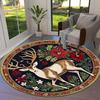 1pc Office Carpet Chair Mats Deer with Flowers Circular Illustration Perfect for Decorating Office Chairs, Living Rooms, Or Bedrooms.YDT092