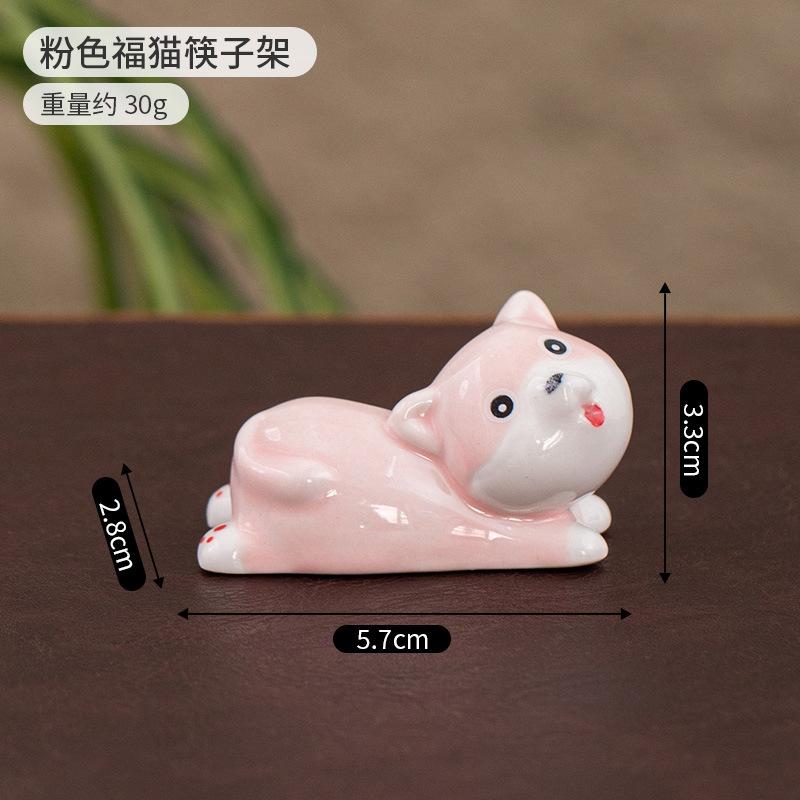 2pcs Cute Cartoon Dog Cat Ceramic Chopsticks Holder Chopstick Holder Stand Practical Fashion Chinese Kitchen Tableware Utensil