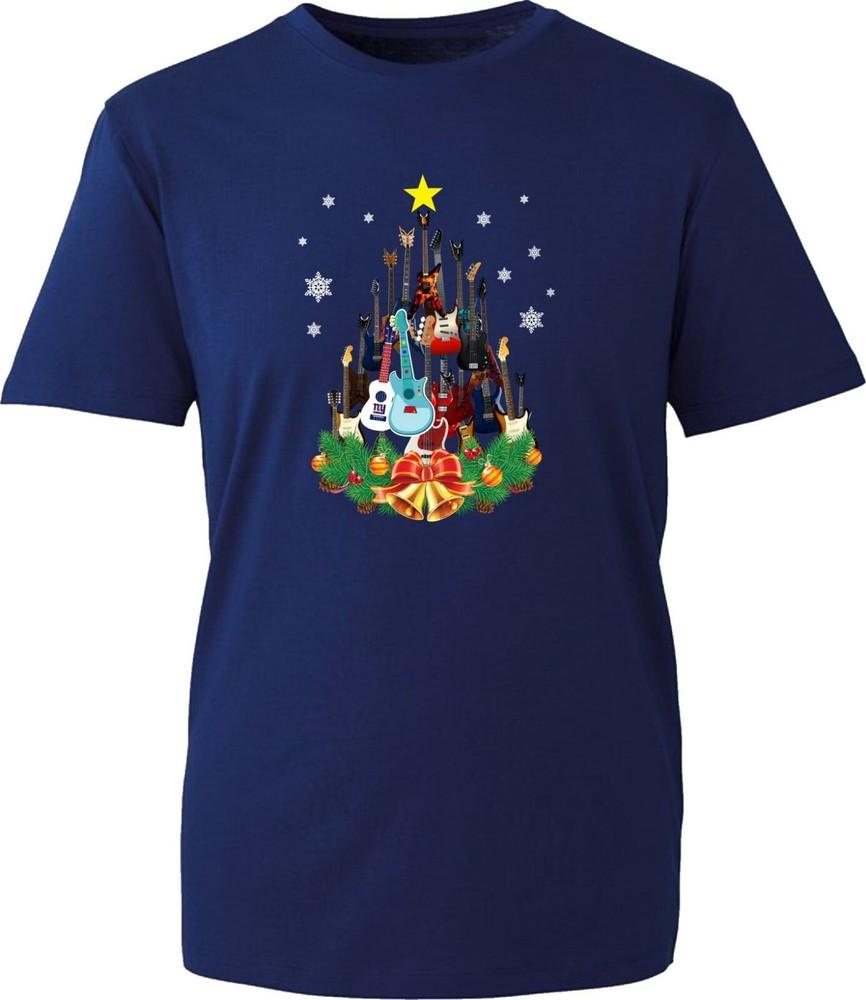 Guitar Christmas Tree Tshirt Christmas Bell Star Decor Xmas Guitarist Music Top S