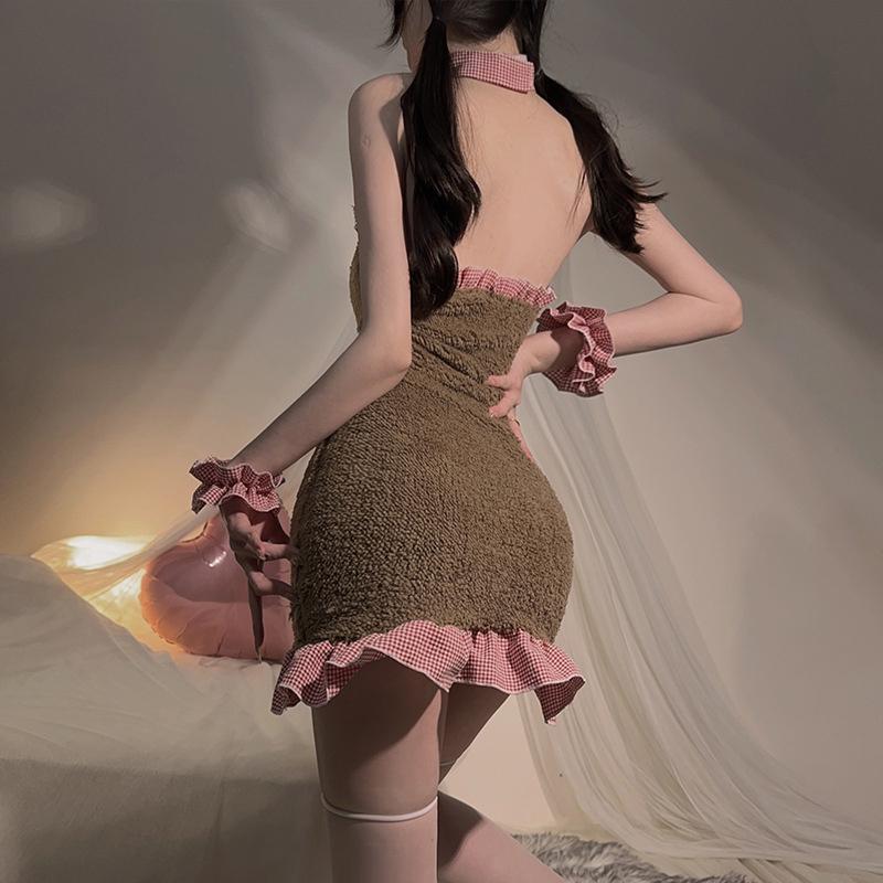 Sexy Underwear Cute Housemaid Two-dimensional Bear Uniform Backless Sexy Bag Hip Skirt Suit