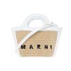 Marni Tropicalia Logo Print Vævet Raffia Kokosblad Kalveskind Spand Tote Indkøbstaske Dame Tote Hvid Beige BMMP0067Q0