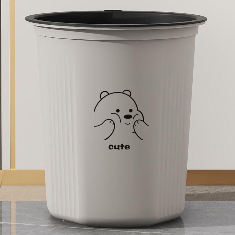 Cartoon Open-Top Trash Can with Rim for Kitchen, Living Room, Bathroom, Dorm - Large Storage Paper Basket