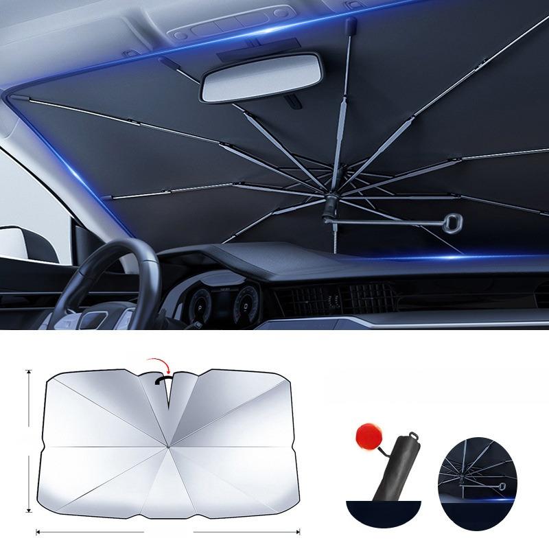 

New titanium-coated car sunshade, thickened titanium gold style, V-shaped opening, windshield curved