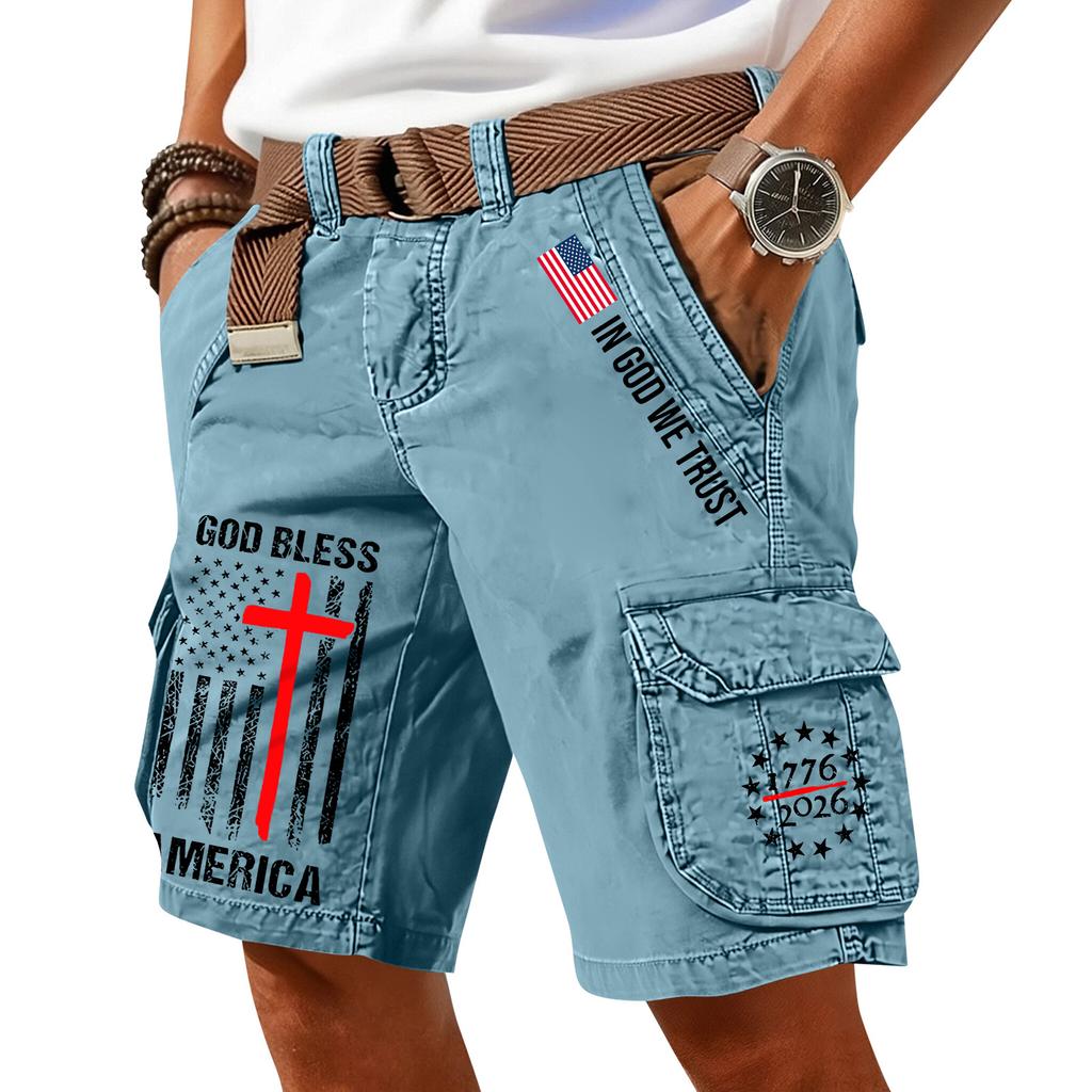 Pantaloncini Cargo Casual Stampati da Uomo per l'Estate con Tasche Multiple