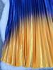 European & American Gradient Rainbow Pleated Midi A-line Skirt for Women - Versatile Slimming Style