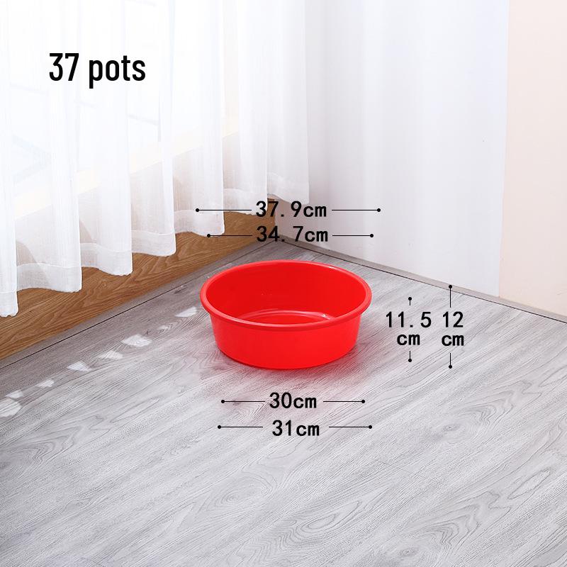 Extra Thick Red Plastic Washbasin - Large Round Household Basin