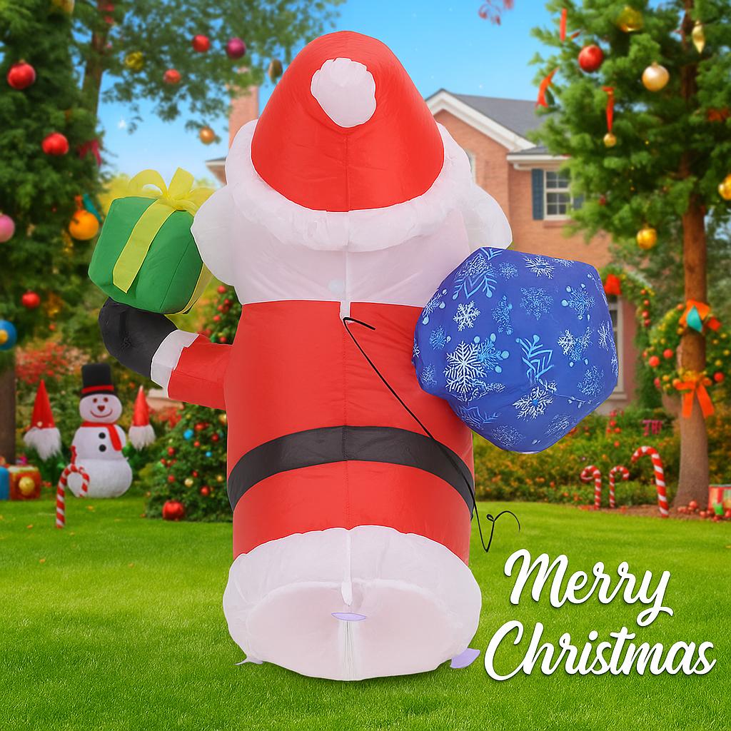 3.5FT Inflatable Toy Santa Claus Gift Bag Box Yard Lawn Party Decoration with LED Lights Christmas Home Supplies Ornaments Gift