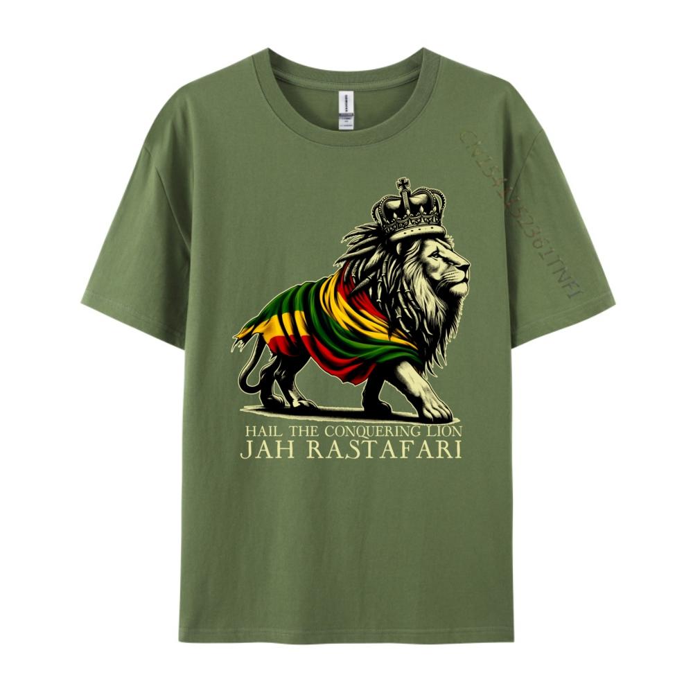 Hail The Lion Of Judah Reggae Rastafari Jah Jah Bless Rasta Graphic Tees Men Limited Time Special Valentine's Day Tshirts
