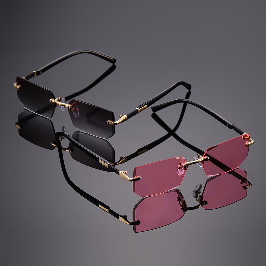 

2PCS Fashionable Unisex Frameless Sunglasses Retro Style Travel Wearable Eyewear for Men And Women Trendy Accessory