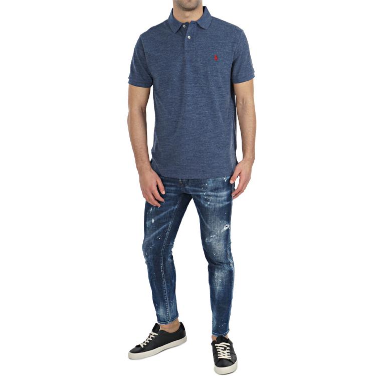 Polo Ralph Lauren Solid Slim Fit Logo Embroidered Short Sleeve Polo Shirt Men tops Blue 710666998-005