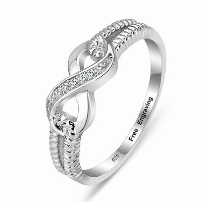 Personalized 925 Sterling Silver Eternity Ring Women Engraving Infinity Rings Wedding Promise Rings For Her