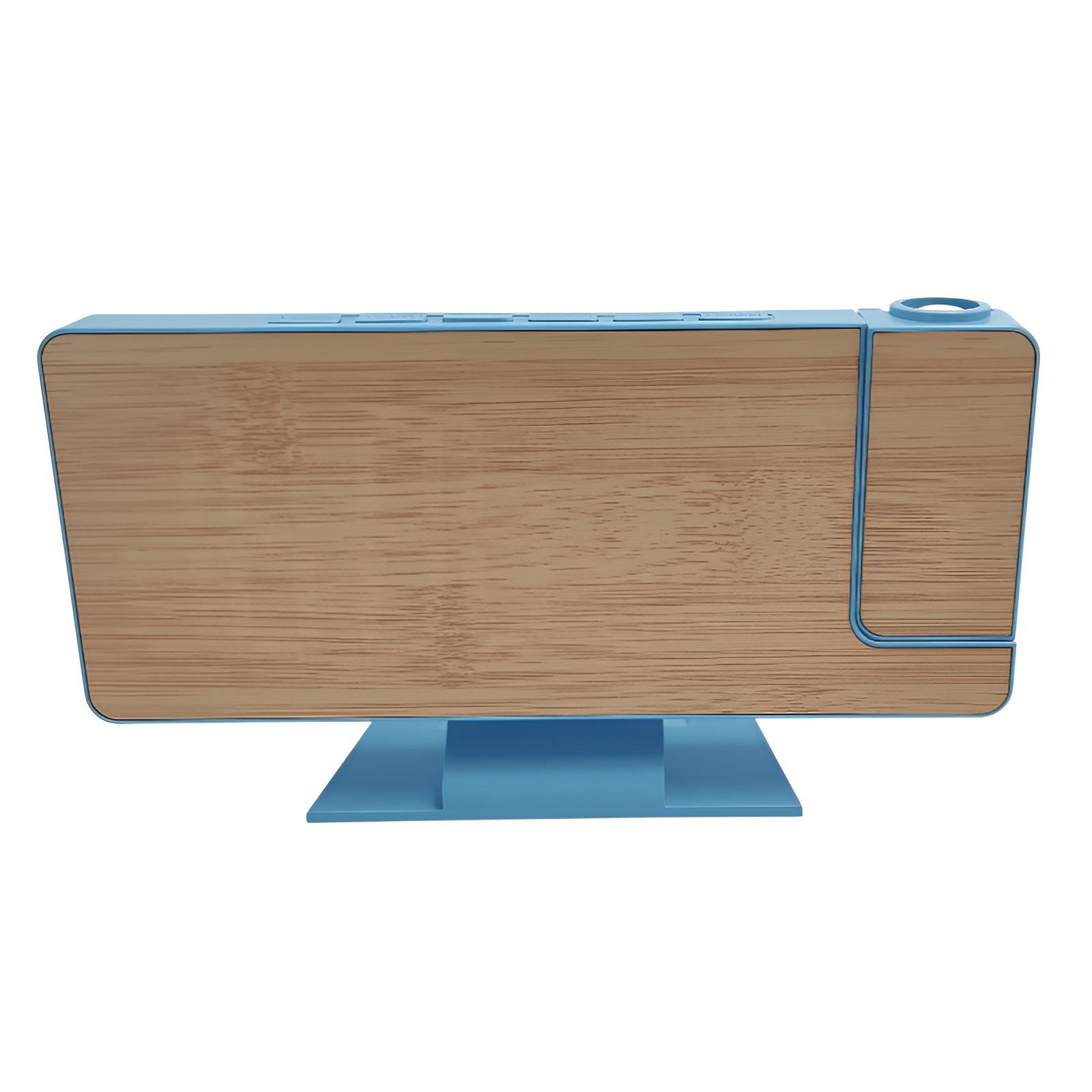 

Simple wooden LED multi-function projection alarm clock with large font display electronic clock dig небо синє кольору