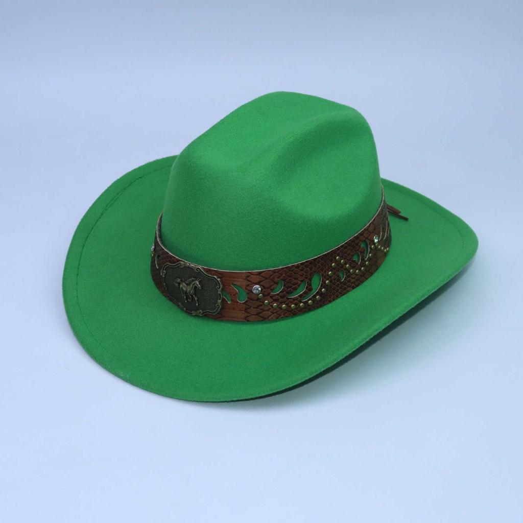 New Western cowboy top hat men and women couple gentleman's hat horse head decoration with jazz hat Tibetan