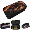 Flaming Dinosaur Print Pencil Case for Kids School Pen Box Pencil Bag Stationery Supplies Pen Holder Bag