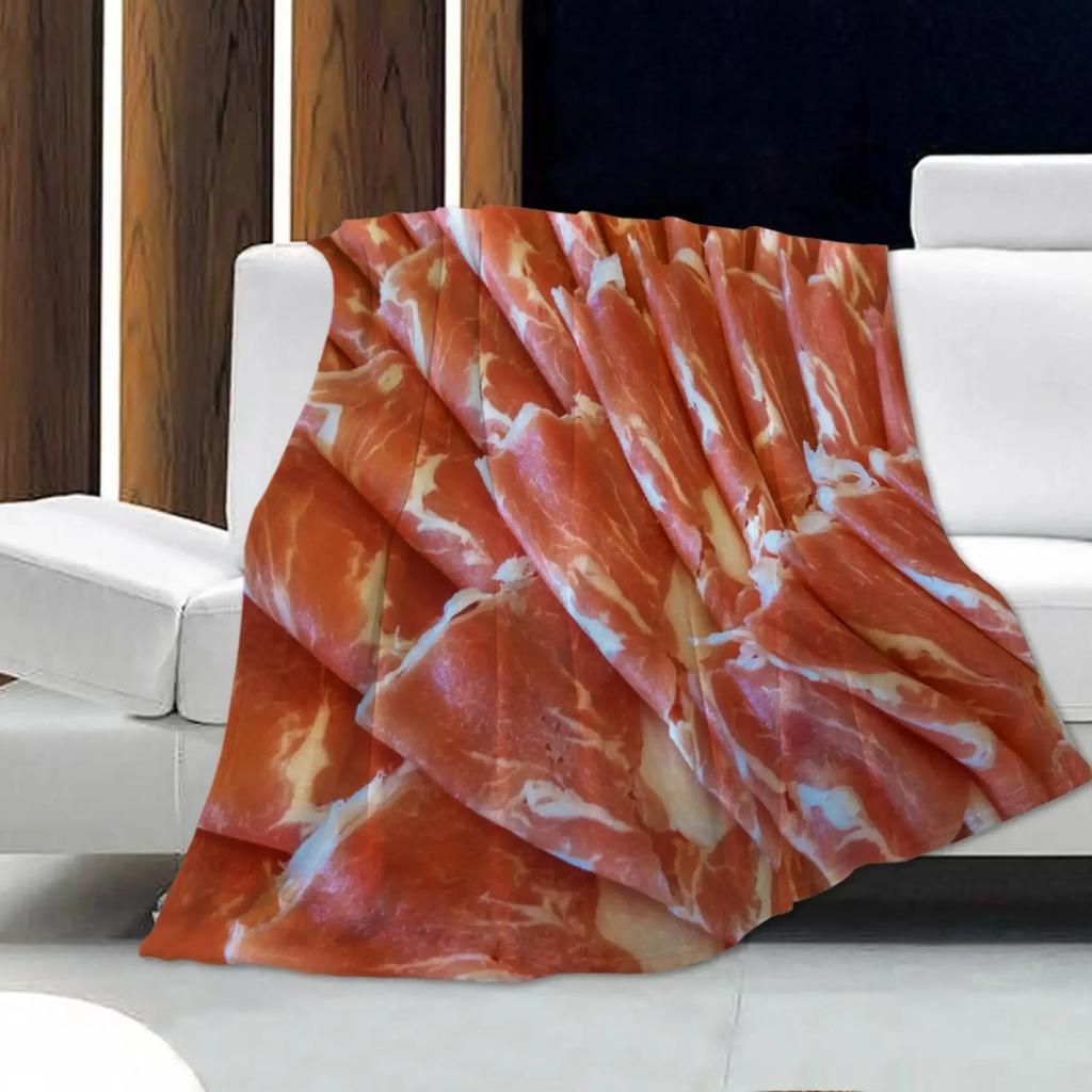 Bacon Throw Blanket Soft Warm Flannel Couch Cover For Men Women Funny Food Gift Home Textile