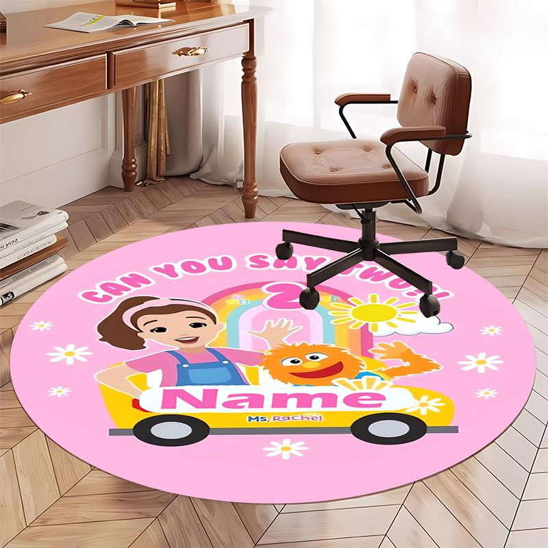 Custom Name Ms. Rachel Printed Round Rug Carpet Chair Rug Area Rug Entryway Doormats,for Office Chair Living Room Bedroom Kitchen Room.