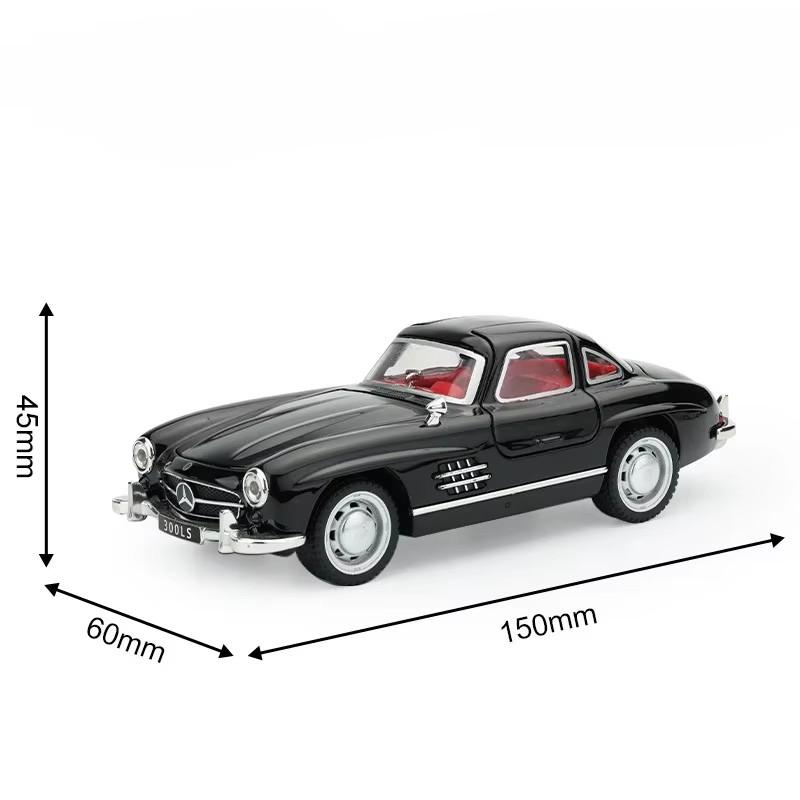 1:32 500k 300sl Model Toys Diecast Alloy Vintage Car Sound Light Pull Back Doors Opened Ornament Collectable Gift Adult Childre