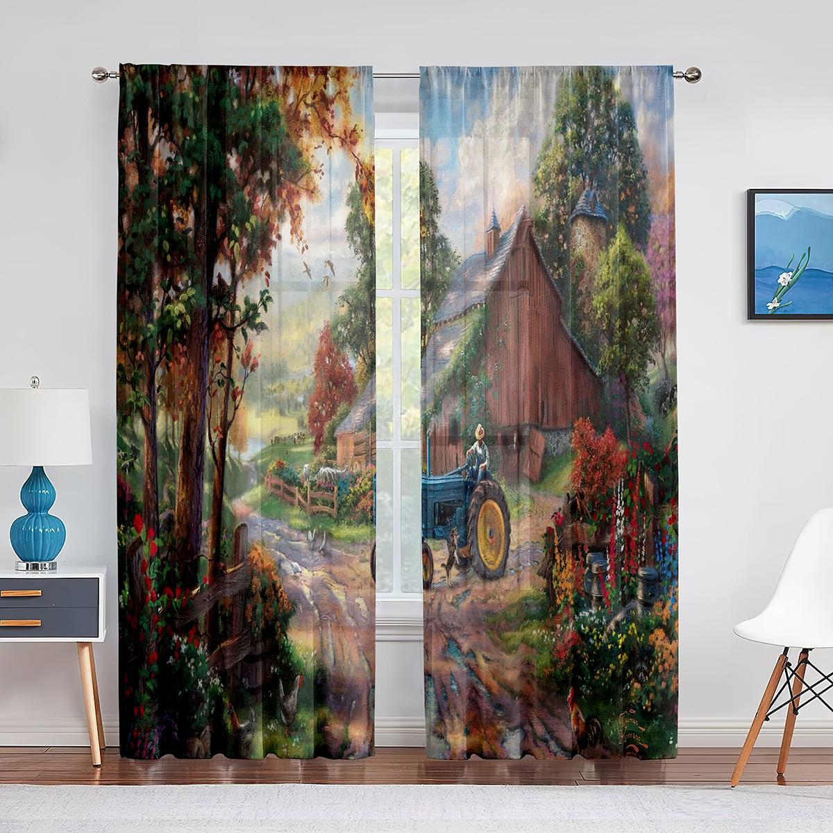 Загородная ферма-сарай с петухом и восходящим солнцем — фото 11