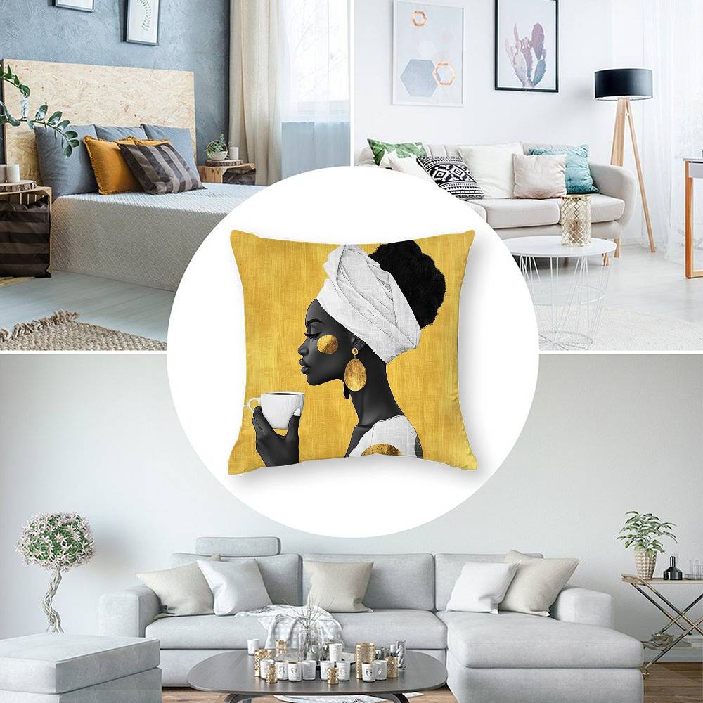 African Women Pillow Case 3D Print Polyester Fiber 40*40cm Home Sofa Throw Decoration Festival Gift