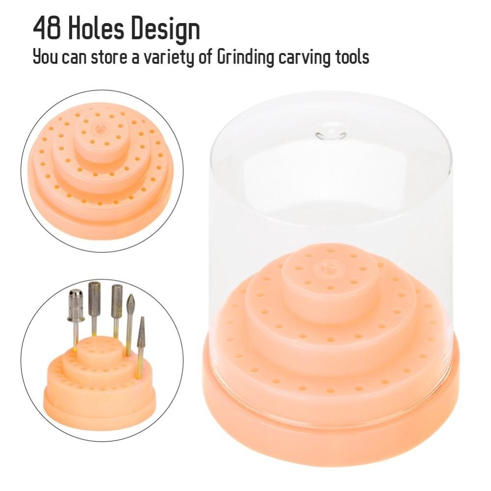 48 Holes Drill Bit Display Stand Plastic Grinding Head Storage Box Daily Manicure Storage