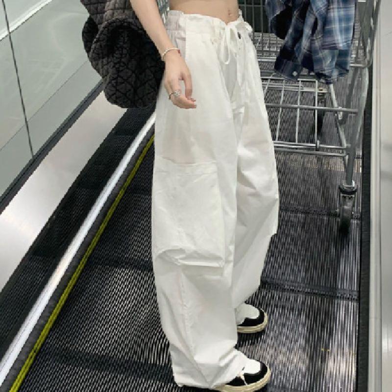 Grau Amerikanischer Herbst Süß Cooles Mädchen Rosa Lockeres Design Retro Nische Lässige Weitbeinige Hose Damenbekleidung Cargo Y2k