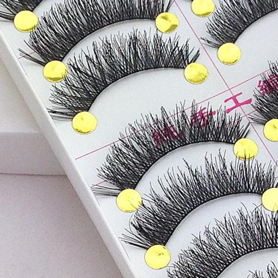 10 Pairs Thick Crossing Long Natural Looking Fake Eyelashes Make Up False Lashes