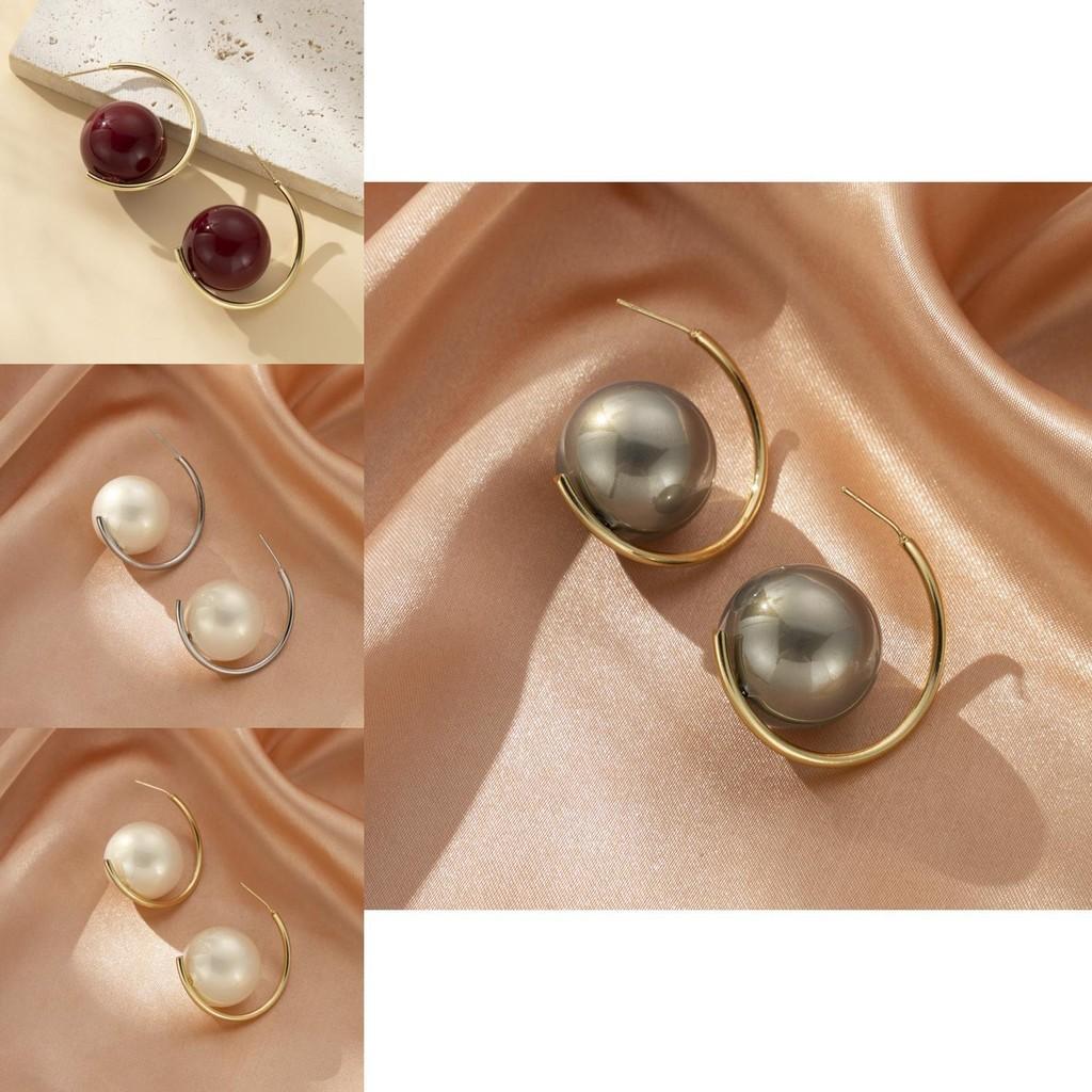 Chic Retro Pearl Earrings Sophisticated Cold Tone Statement Earrings For Ladies
