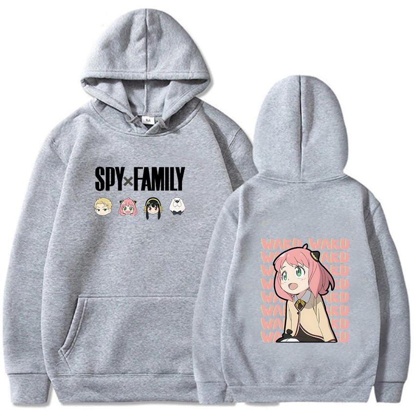 

Горячая аниме-шпионка x семья Аня Форджер с графическим принтом, с капюшоном для мужчин и женщин, распространенные толстовки с капюшоном, повседневная уличная одежда, толстовка унисекс в стиле Харадзюку S серый