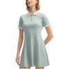 Fila White Series Knitted Double-Sided Jacquard Casual Versatile Short Sleeve Dress Women Dresses Oatmeal-Gray F11W523310F-GY
