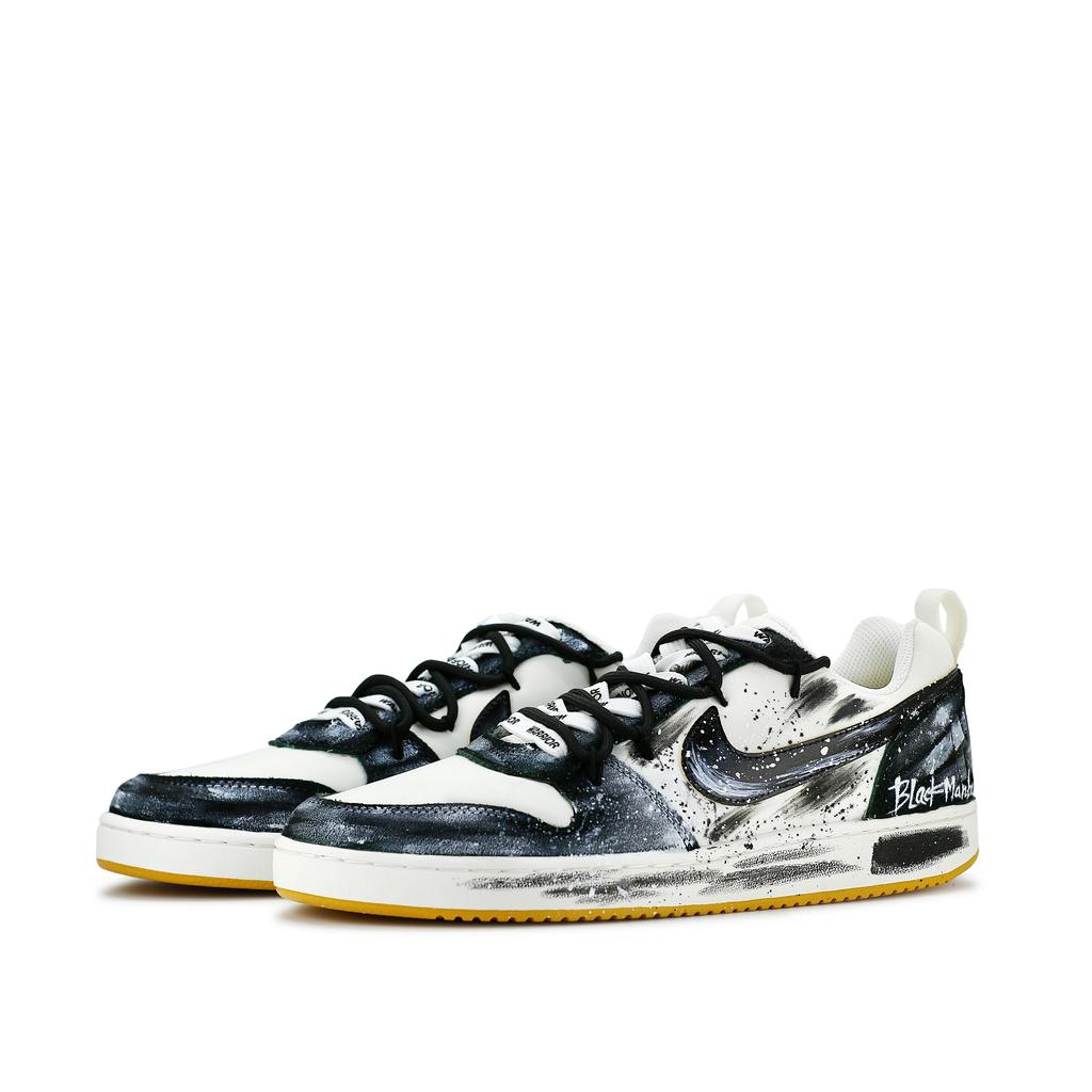 Nike Court Borough Dark Night Graffiti Abrasion Resistant Abrasion Resistant Low Top Skateboard Shoes Unisex Black 844881-100(Team309-)