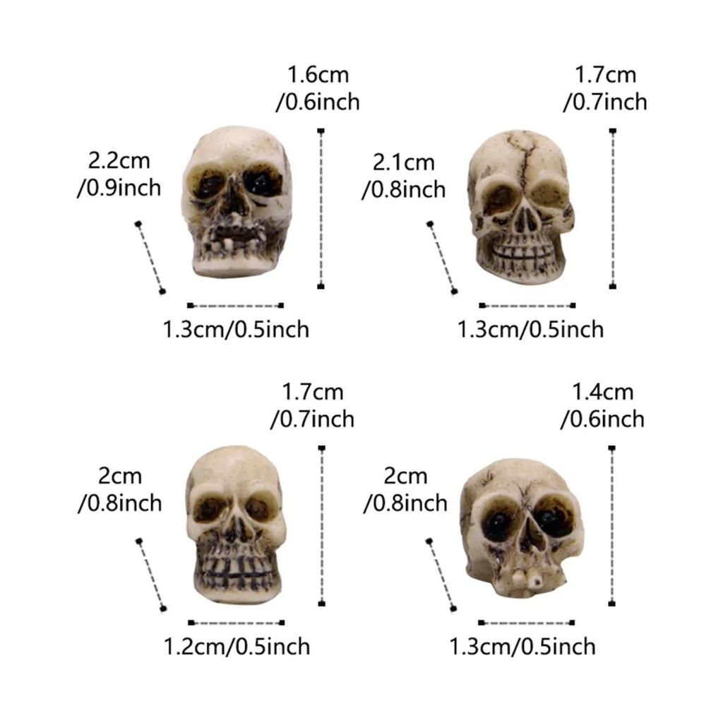 20pcs Halloween Decorative Skeleton Head Miniature Ornaments Outdoor Home Garden Lawn Unique Flower Pot Decorative Skull Statue