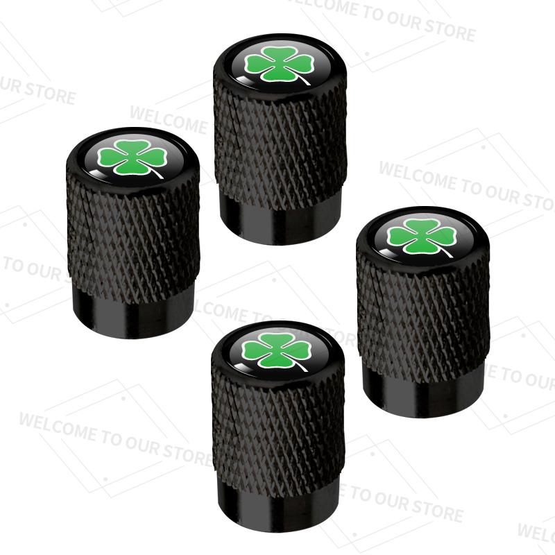 4pcs/1set Four-leaf Clover Logo For Alfa Romeo Giulietta Giulia Mito Car Valve Caps Wheel Tires Air Tyre Stem Protective Cover nsf154