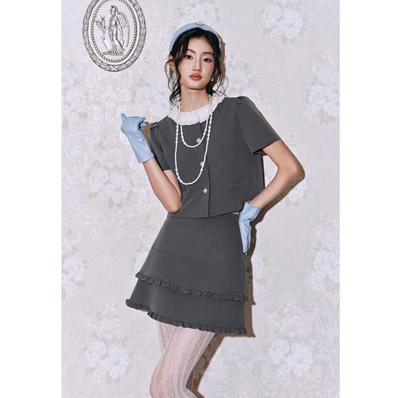 Qiu Shui Yi Ren Women s Elegant Pearl Collar Puff Sleeve Top XL