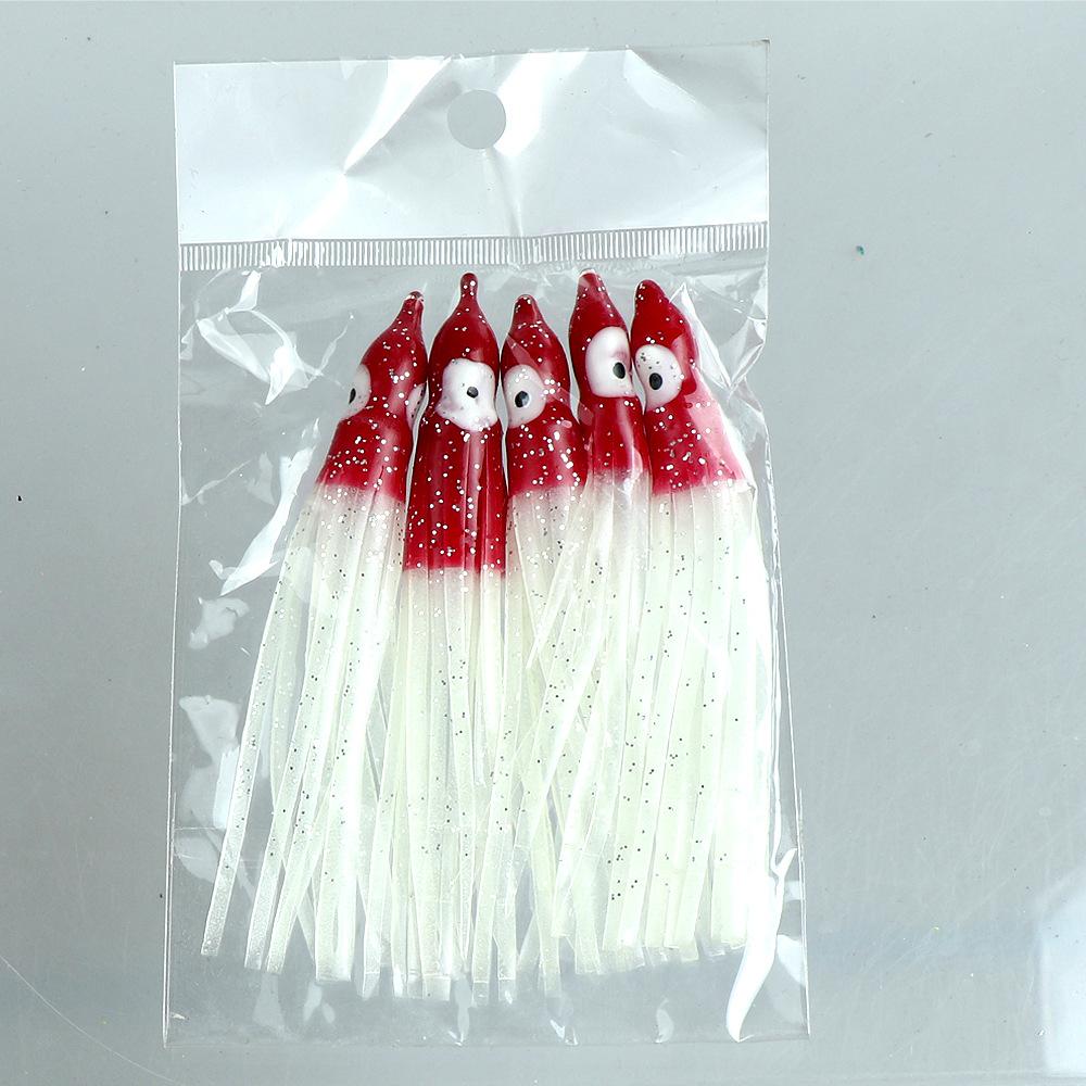 

Bimoo 2bags=10pcs 9cm Soft Squid Skirts Orange Red Blue Luminous Plastic Octopus Skirt Saltwater Fishing Lures Baits (as the picture,5CM)