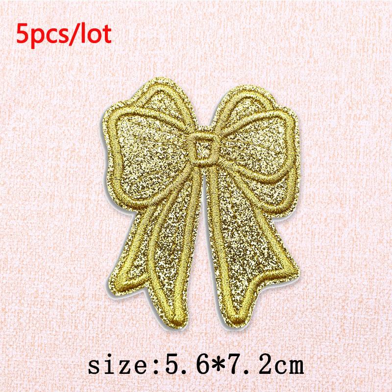 5Pcs/Lot Glitter Butterfly Bow Iron on Patches - Embroidered Patches on Clothes Bags Hats Jackets Decor