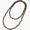 Collana con Perle di Pietra Naturale da 108 con Nodi e Nappe Occhio di Tigre Giallo per Meditazione Yoga Preghiera e Catena per Maglione