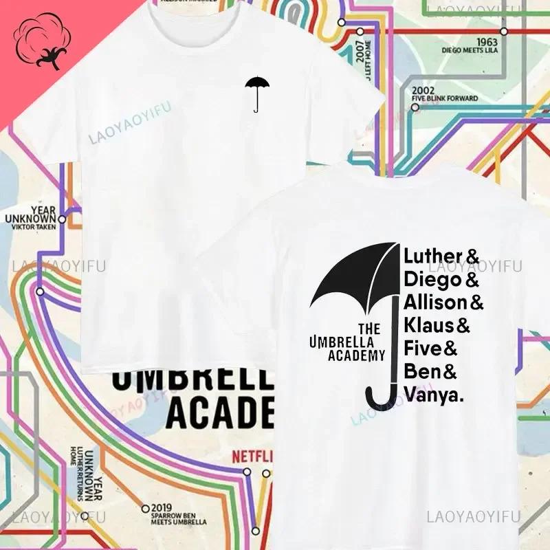 Retro The Umbrella Academy Double Sided Printed Cotton Tshirt Leisure Classic TShirts NoveltyShirt Loose Unique Tops