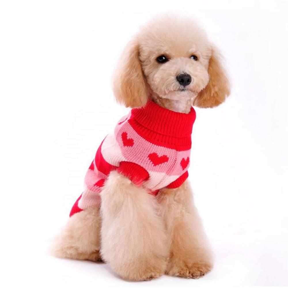 Cute Red Striped Acrylic Dog Sweaters Small Pet Jumper for Winter Season GorisPet