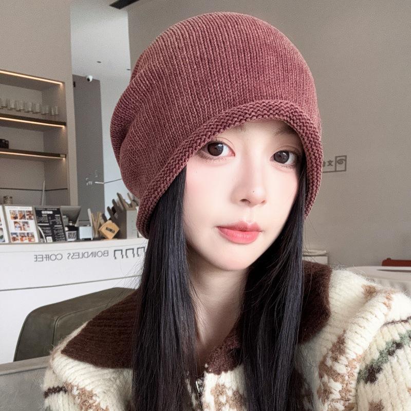 Damen Herbst & Winter Minimalistische Slouchy Beanie - Einfarbig, Umschlagrand, Warmer Ohrenschutz