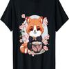 Otaku Anime Red Panda Eat Ramen Noodles Cherry Blossom T-Shirt(63)