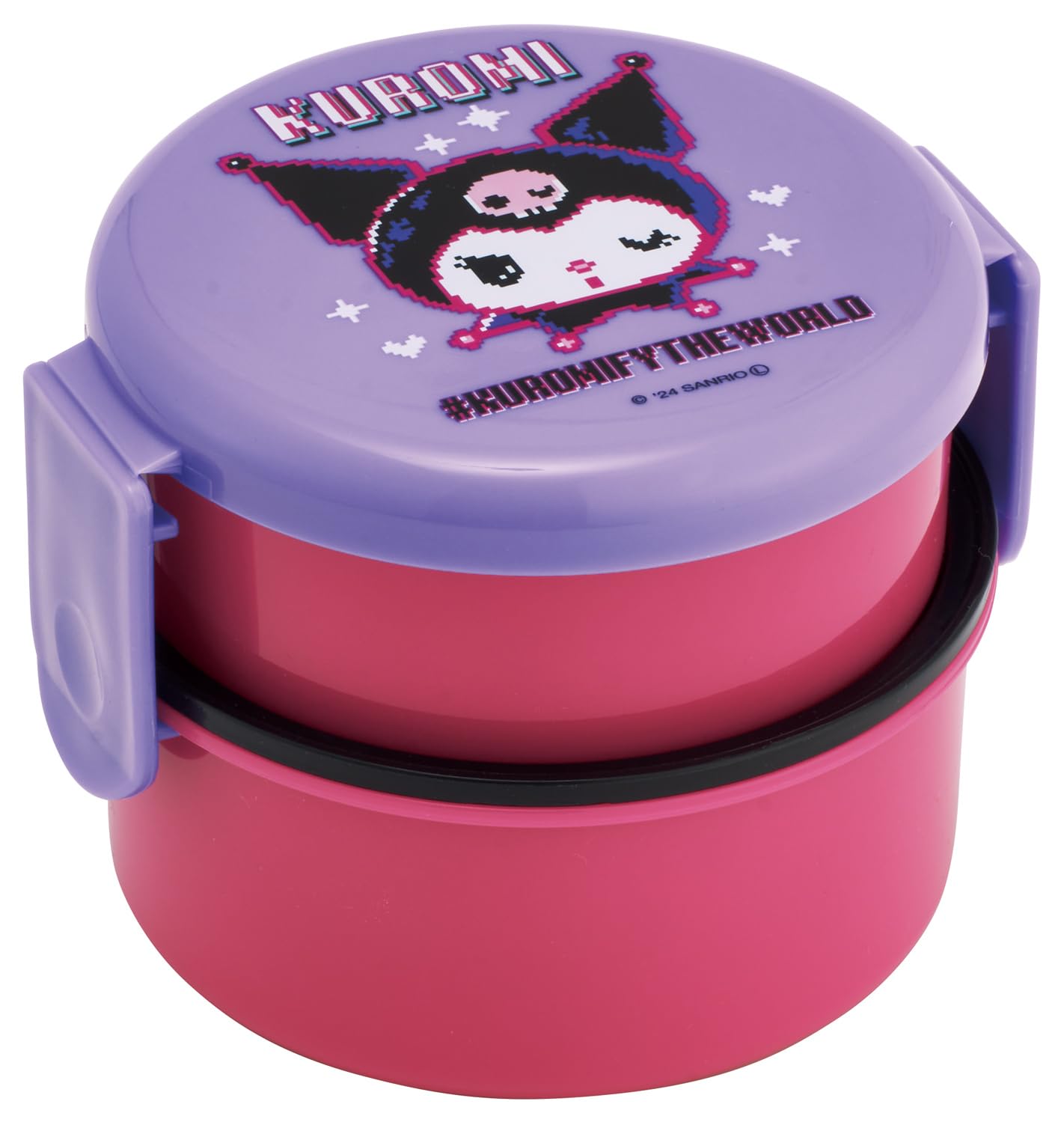 

Skater Bento Round Rice Ball Case with 500ml Made in Sanrio Kuromi Box, Antibacterial, Two-Tier, Fork, Capacity, Japan, Microwaveable, World,