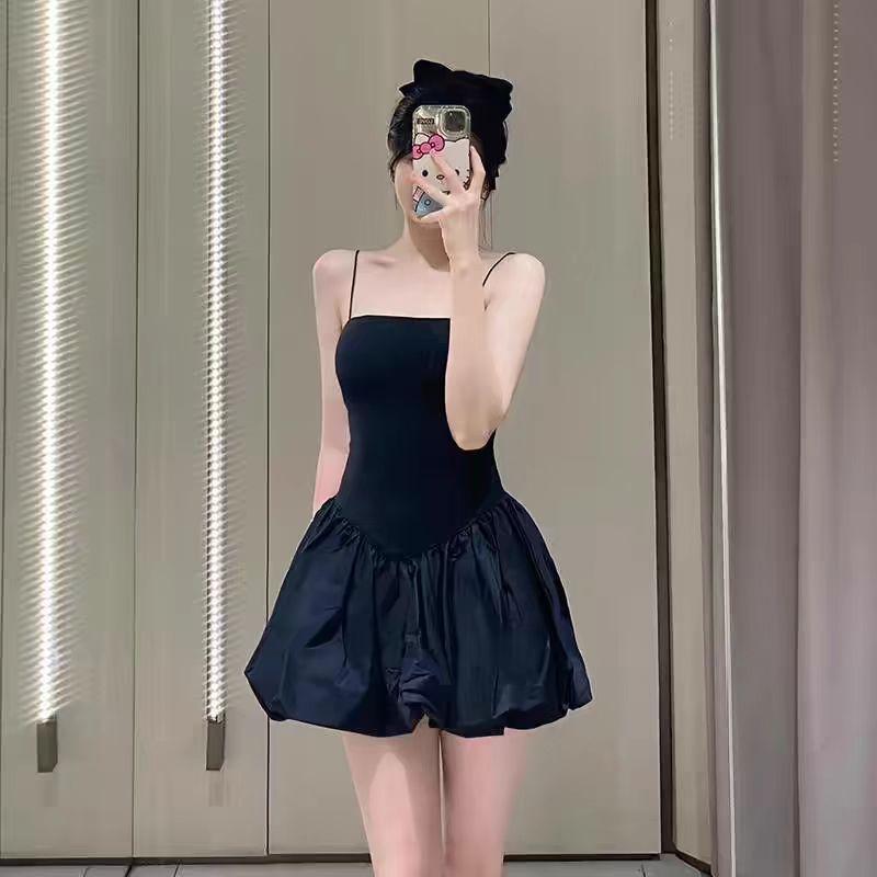 Summer Elegant Y2k Sexy Sleeveless One Peice Dress Women Casual Solid A-line Ruffle Slim Dresses Female Strapless Party Pleated Beach Lady Clothing