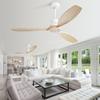Ventilatore da soffitto da 52 pollici senza illuminazione con pale in legno massello, 6 livelli di velocità e telecomando per patio e soggiorno